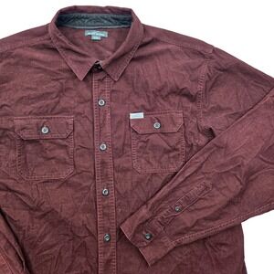 Eddie Bauer Crosscut Cord Shirt Long Sleeve Button Up Burgundy Mens XL